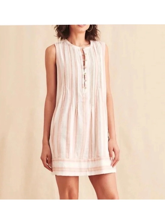 Faherty Dresses & Skirts - Faherty Cream and Blush Striped Sleeveless Mini Dress